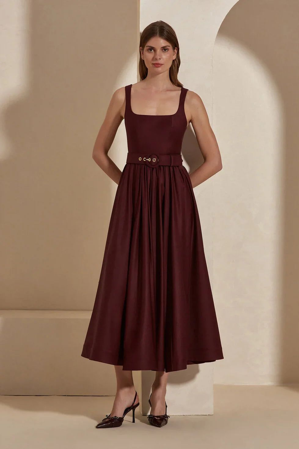 Corinna Cabernet Midi Dress