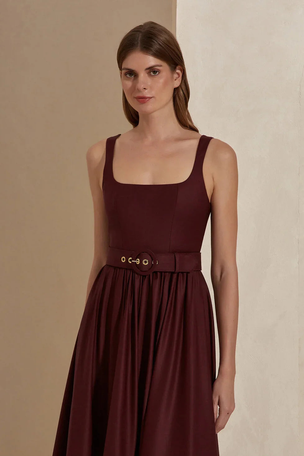 Corinna Cabernet Midi Dress