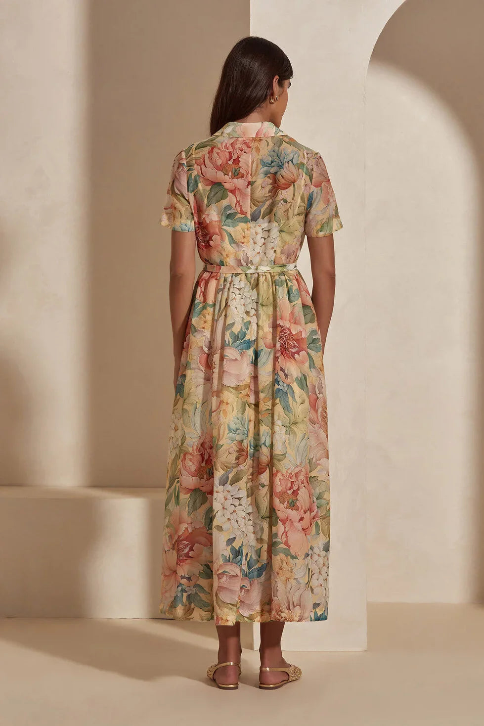 Apricot Blush Fit And Flare Dress