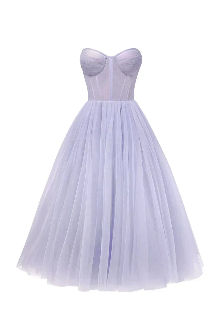Lavender Strapless Puffy Dress