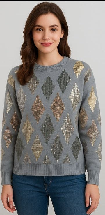 Textured Motif Crewneck