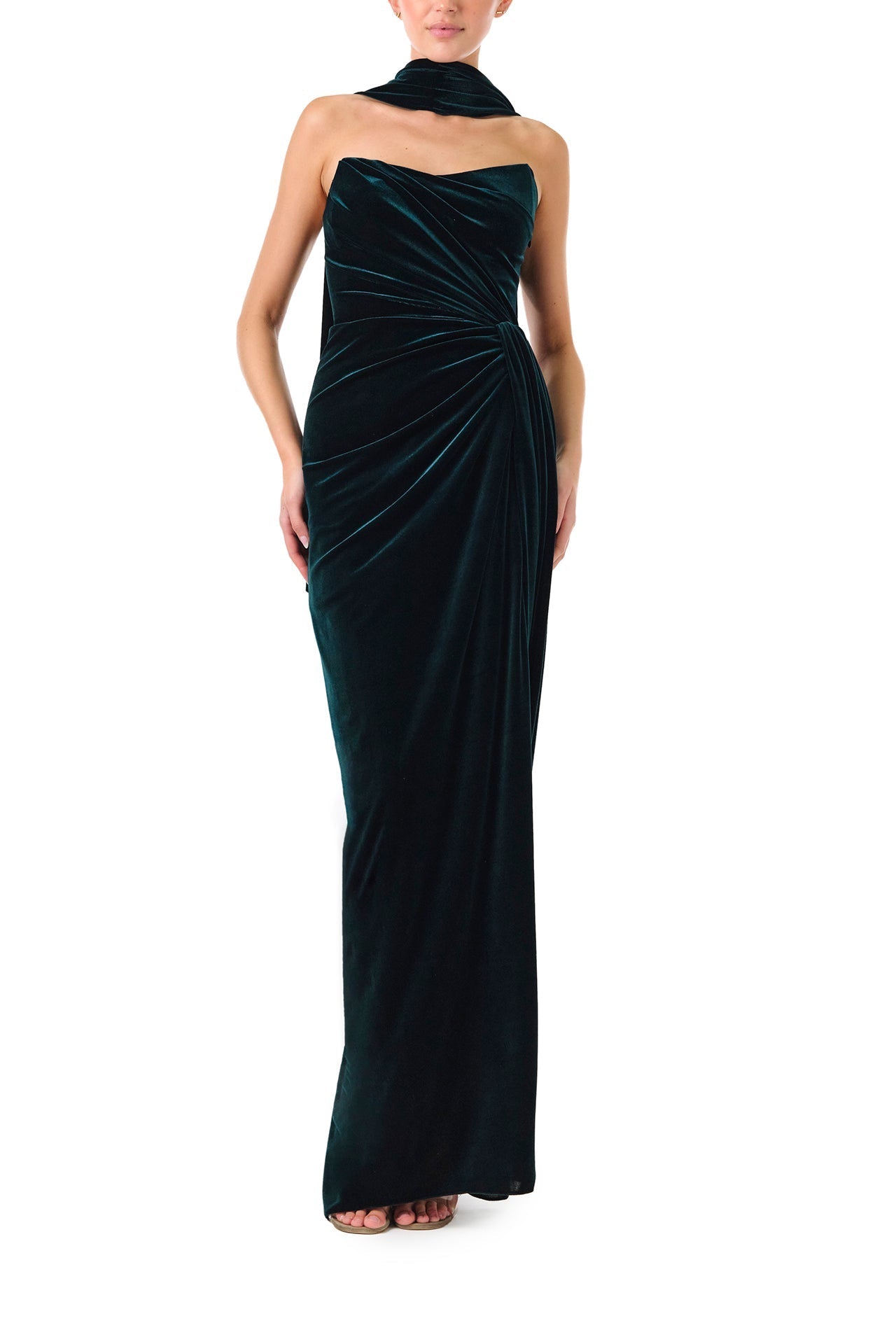 Strapless Velour Scarf Dress