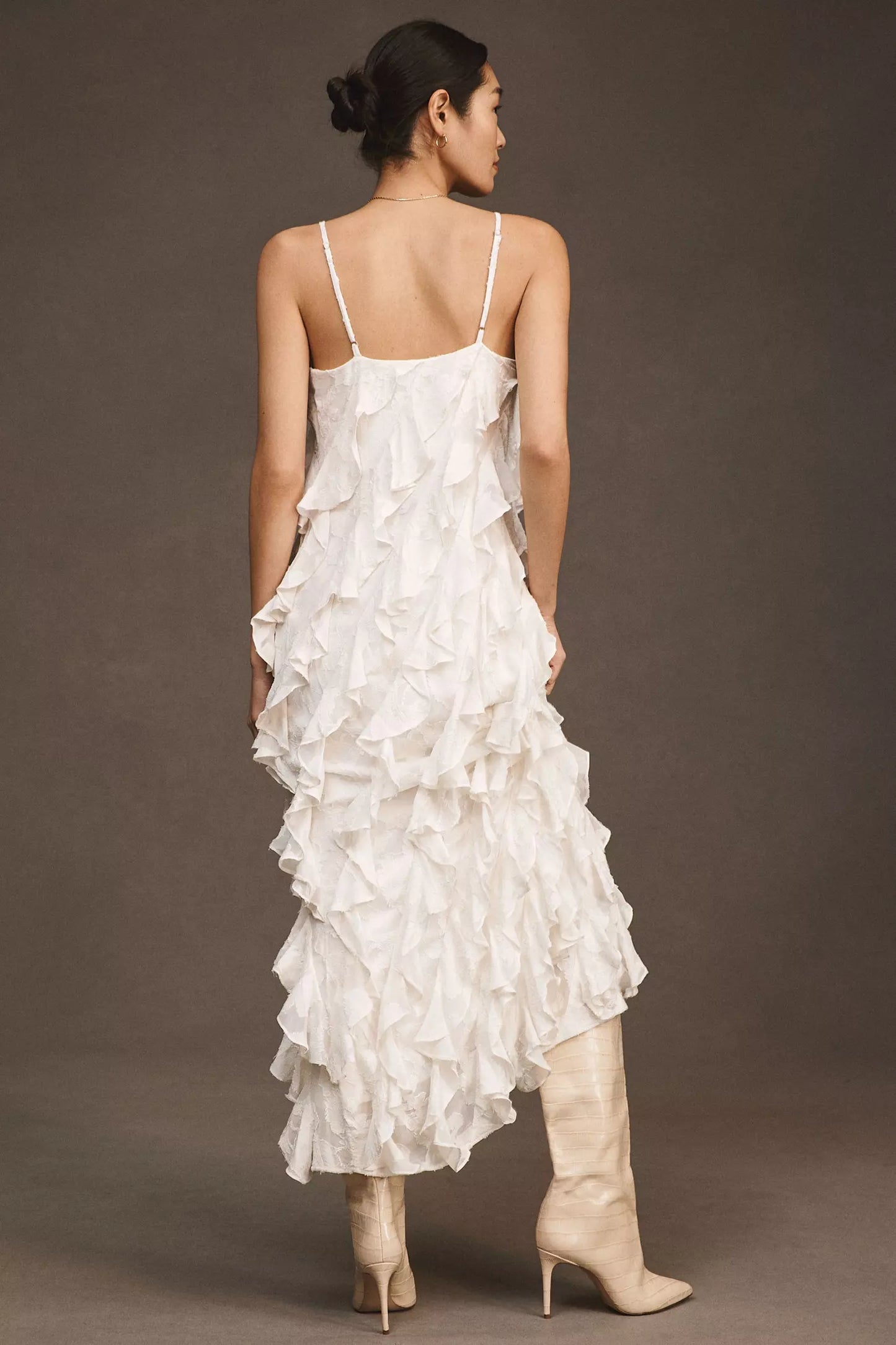 Ruffled V-Neck Gown