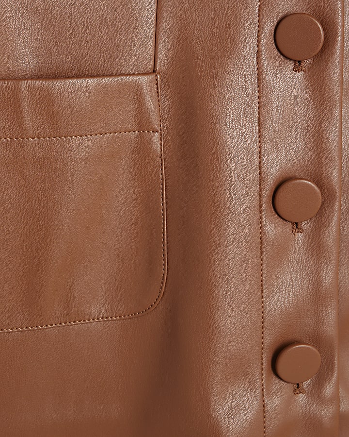 Faux Leather Shirt Dress