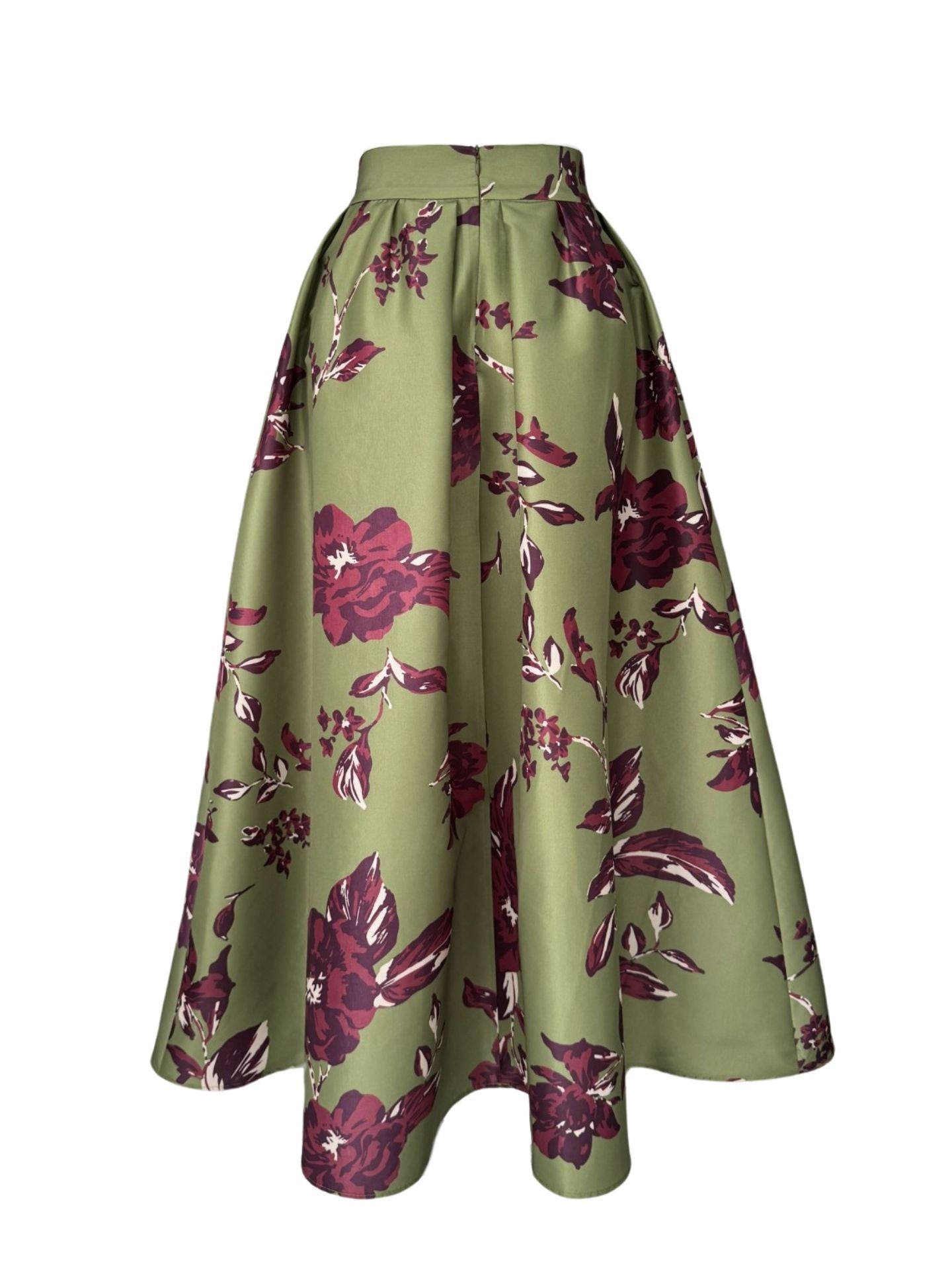 Olive Bloom Flared Skirt