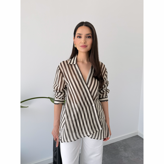 Stria Draped Shirt