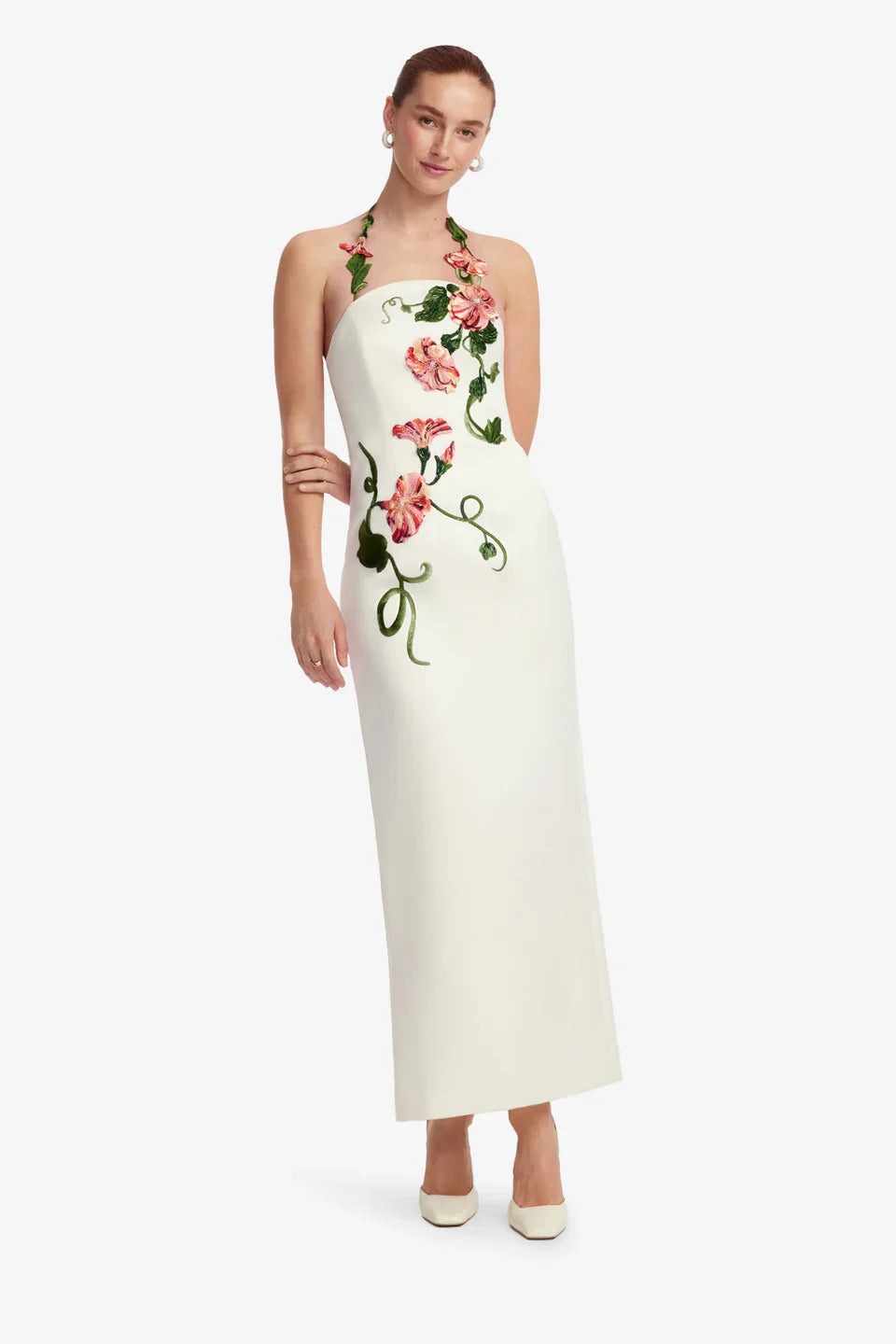 Applique Floral Bustier Maxi Dress