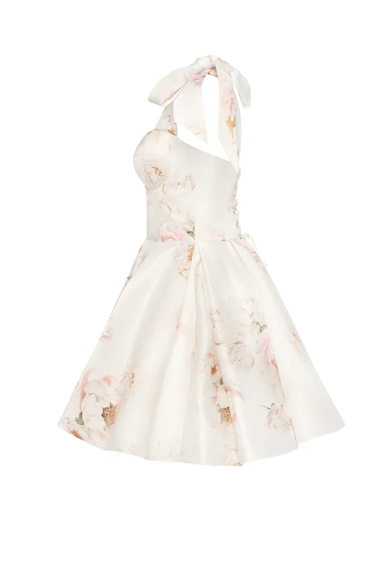 Peony Tie-Strap Mini Dress