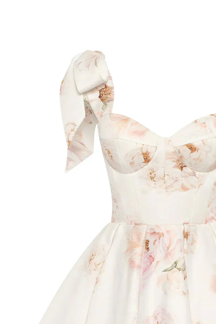 Peony Tie-Strap Mini Dress