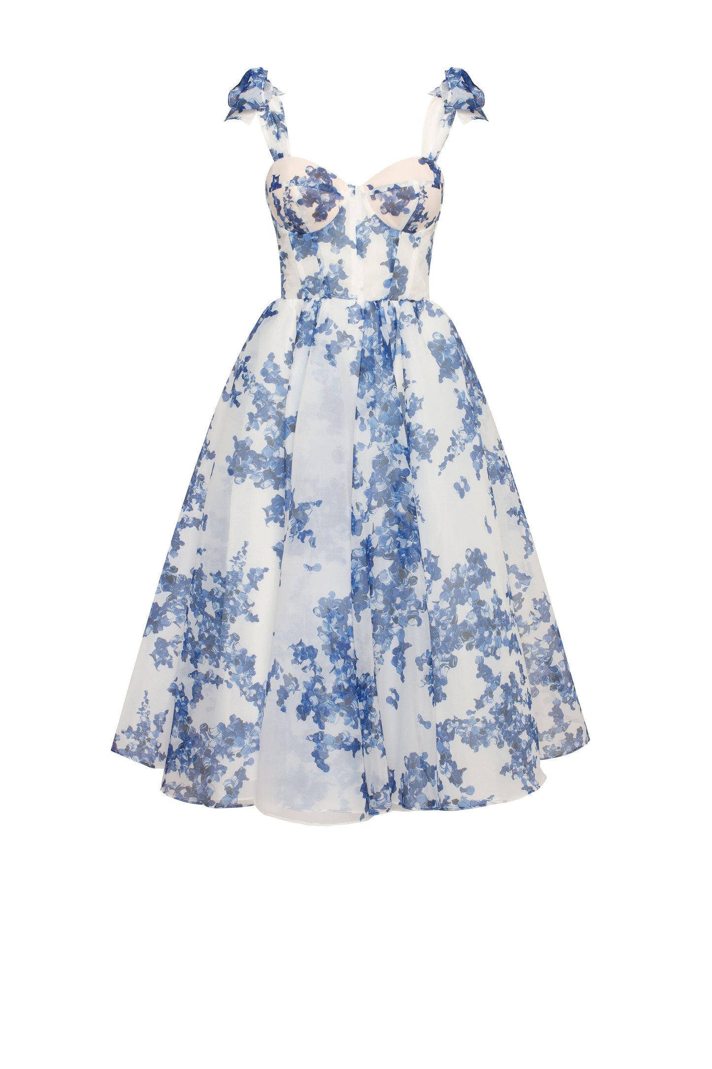 Hydrangea Tie-Strap Midi Dress