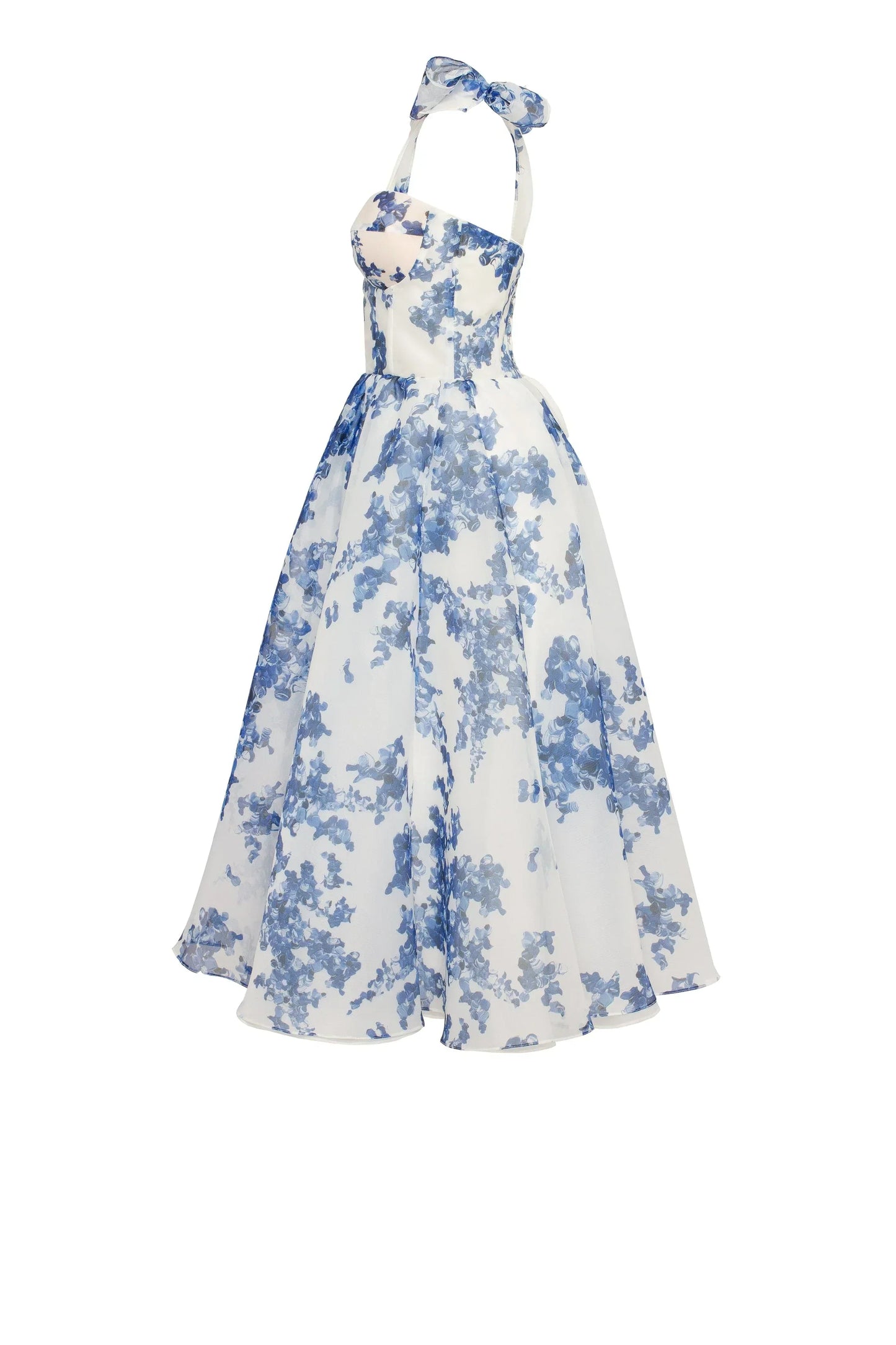 Hydrangea Tie-Strap Midi Dress