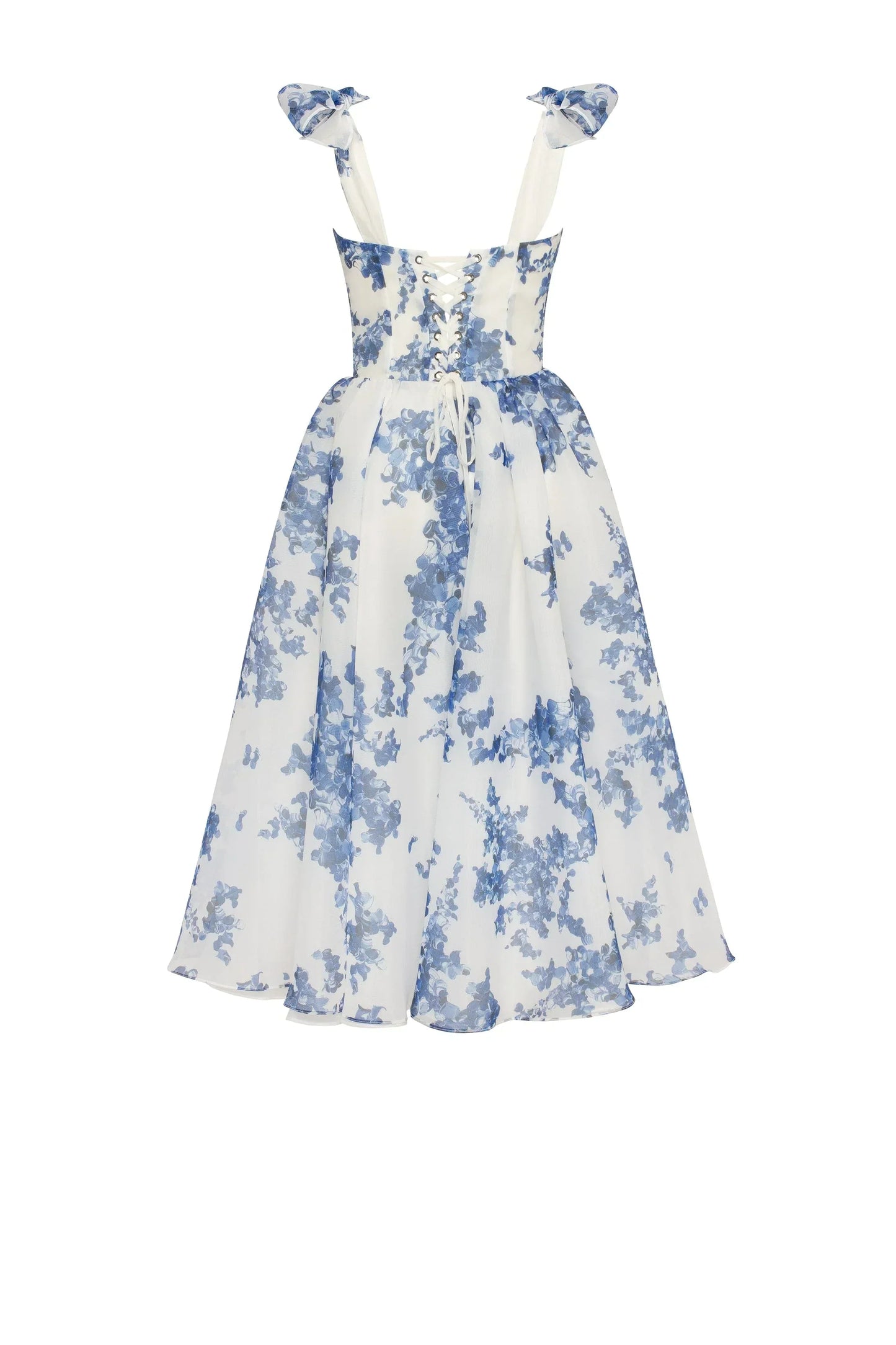 Hydrangea Tie-Strap Midi Dress