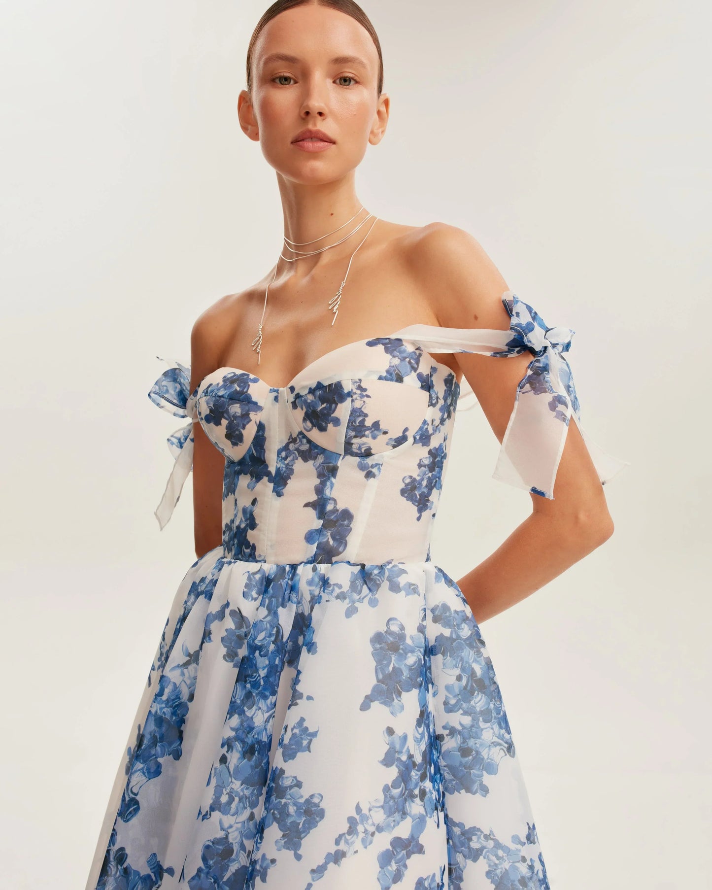 Hydrangea Tie-Strap Midi Dress