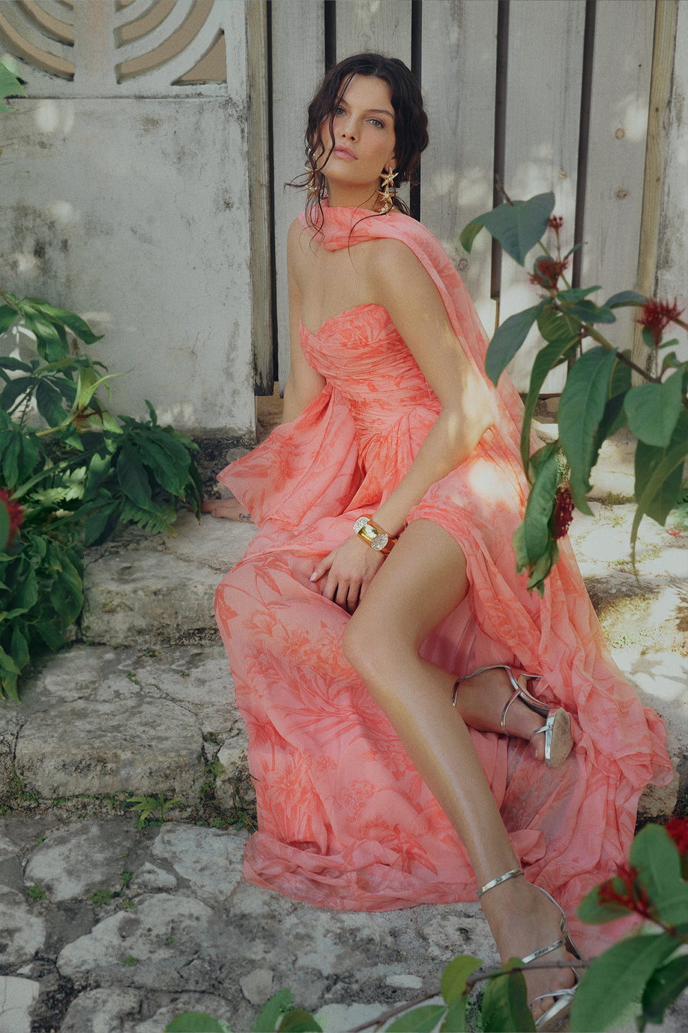 Tropical Rose Scarf Dress