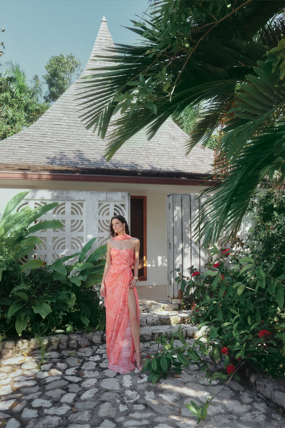 Tropical Rose Scarf Dress