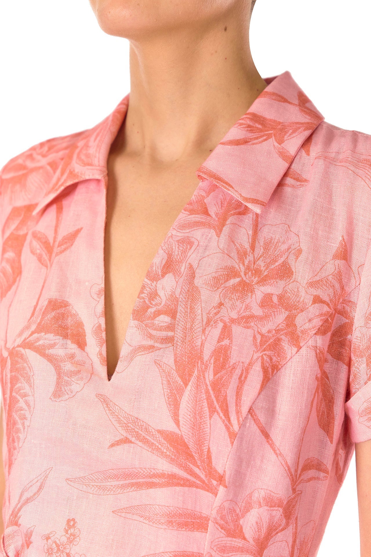 Tropical Rose Shirt Midi Dress