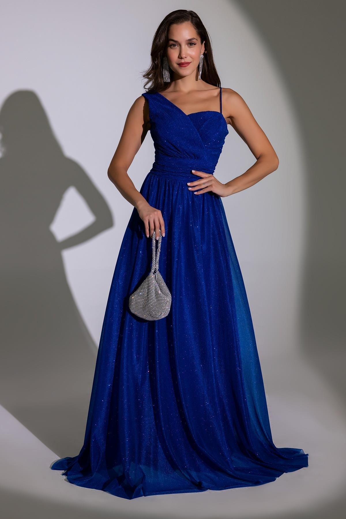 Glittery Tulle Long Evening Dress